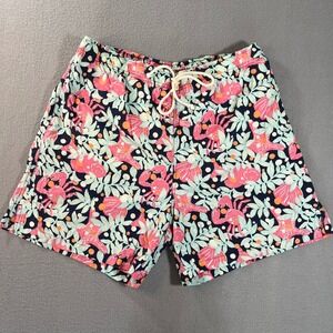 Lilly Pulitzer Mens XL Swim Trunks Pink Blue Crab Starfish Tropical Board Shorts